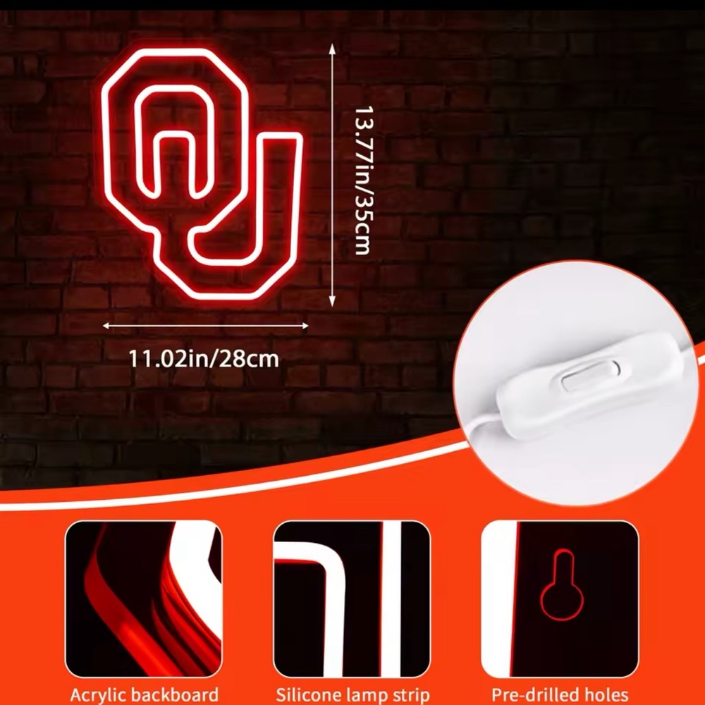 OKLAHOMA UNIVERSITY NEON LED SIGN - Picture 3 of 5